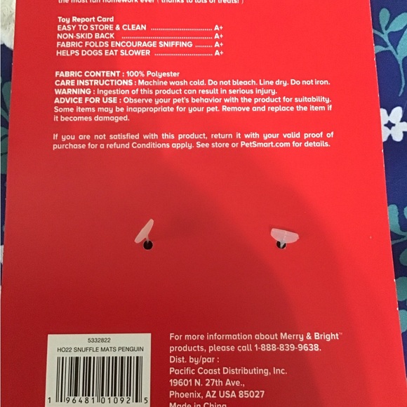 Merry and bright, snuffle, puzzle mat dog toy new with tags. Penguin Christmas. - Picture 7 of 7